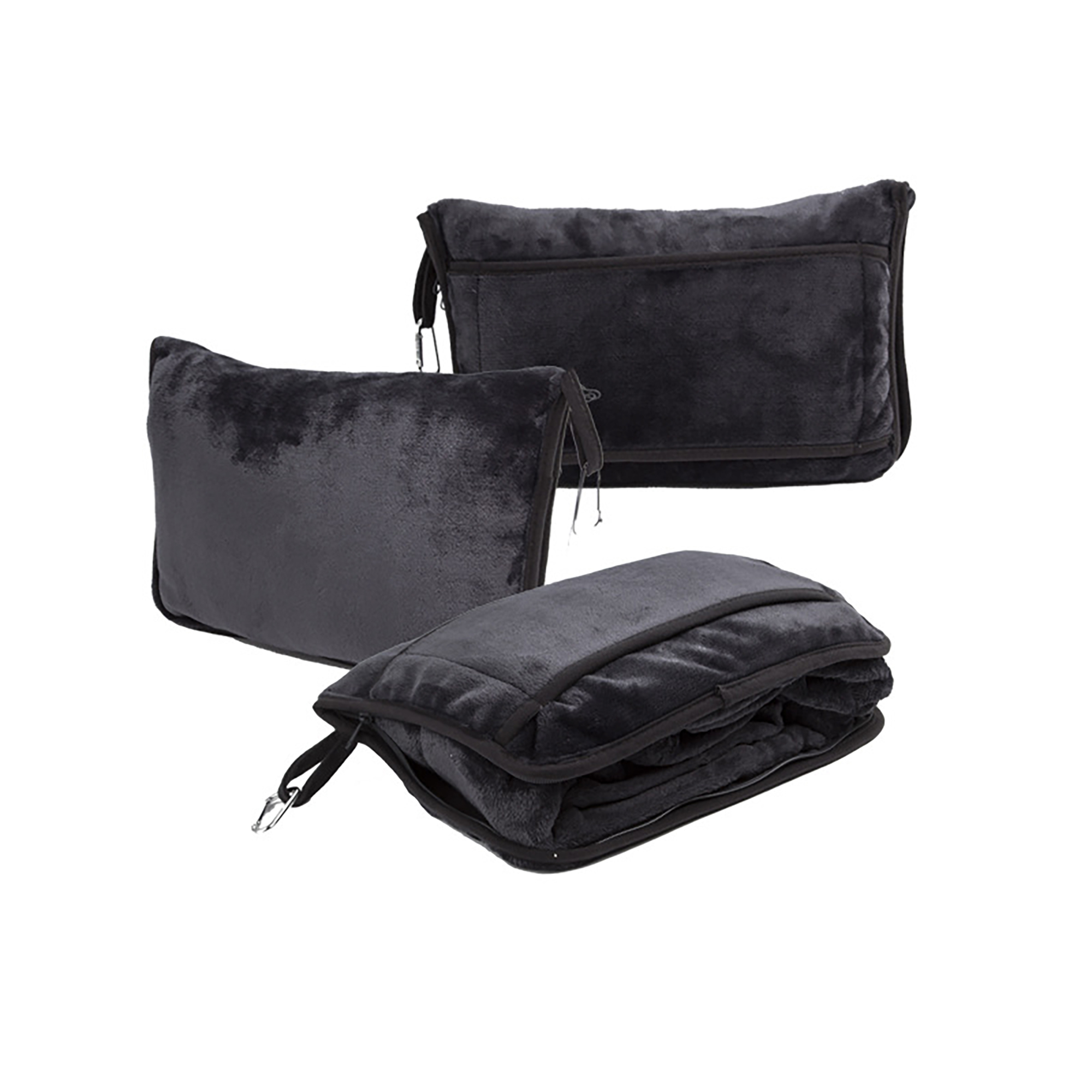 Foldable Flannel Travel Blanket with Embroidered Pouch 2