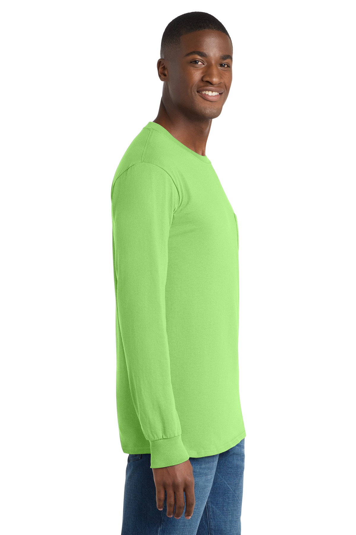 Port & Co Long Sleeve Essential Pocket Tee. PC61LSP 6
