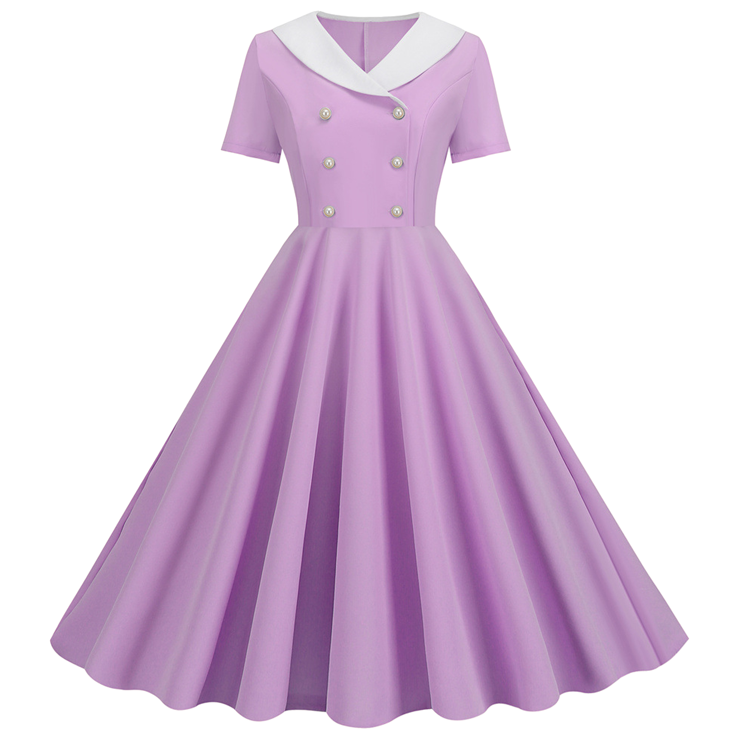 Polyester Fashionable V-Neck Double Breasted Dress 6