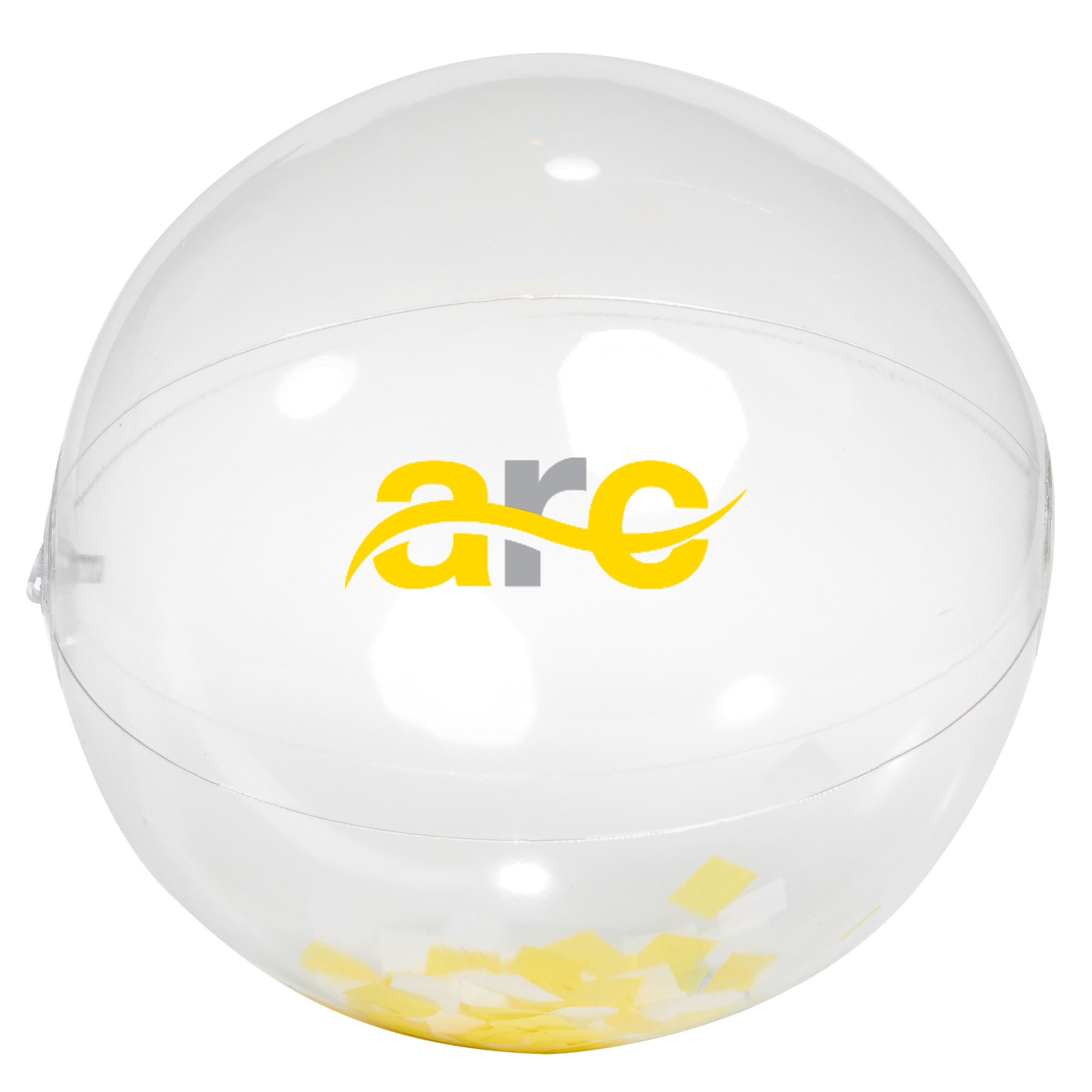 16" Yellow and White Confetti Filled Round Clear Beach Ball 2