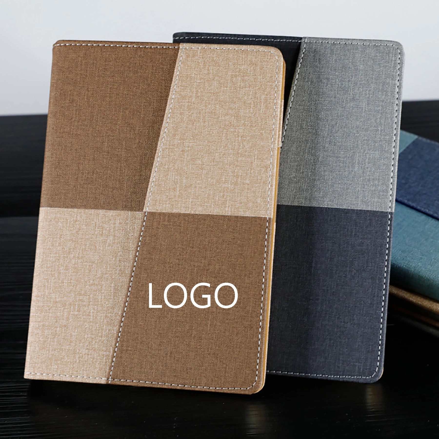 PU Cover Custom Logo Grid Notebook 2