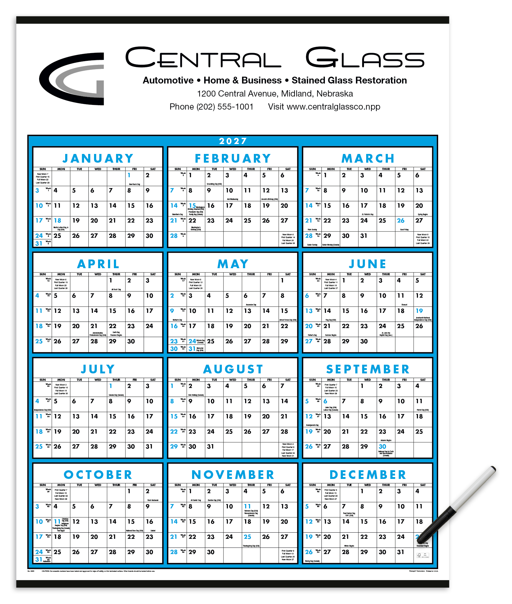 Triumph® Calendars Span-A-Year (Laminated with Marker) Calendar 18