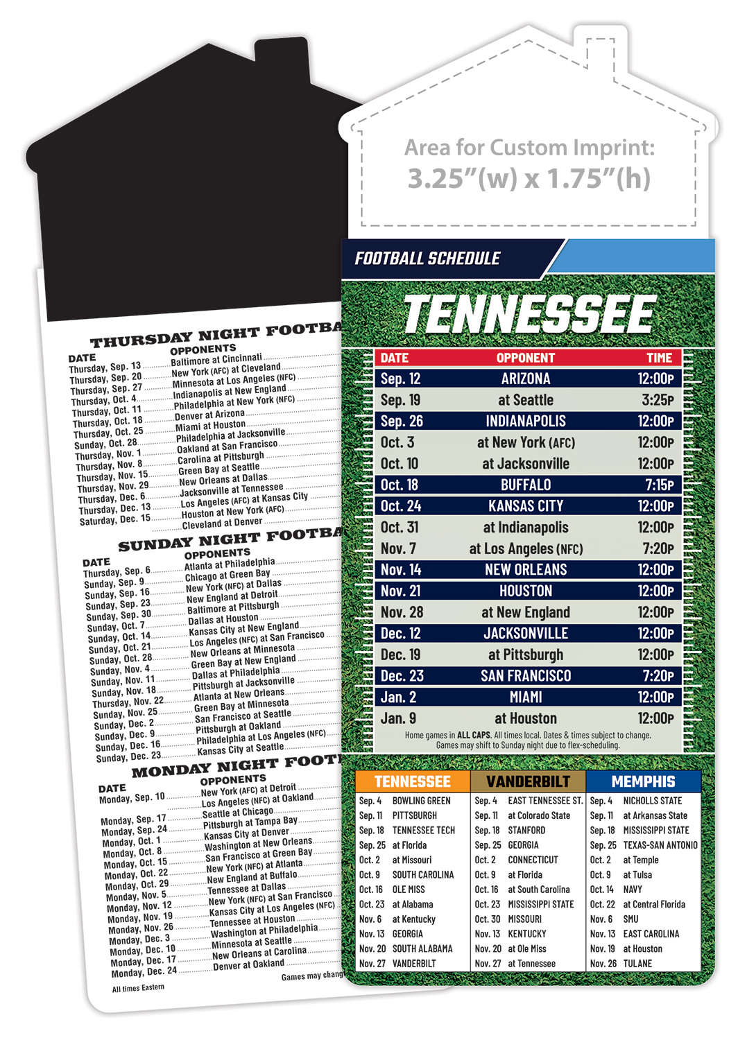 Magna-Card House Shape Magnet Football Schedules (3.5x9)