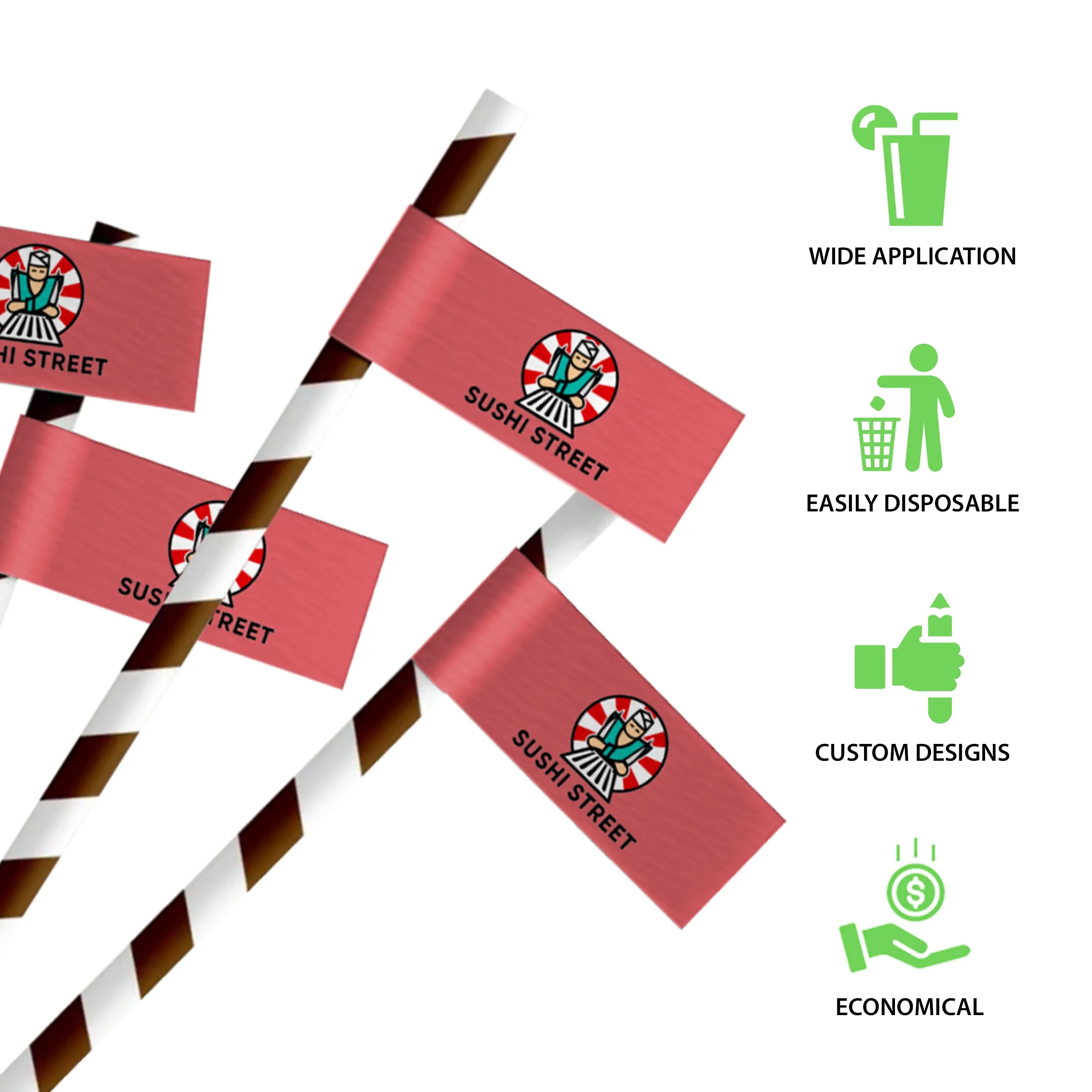 Straw Toothpick Flags Style A - 1" x 1.5" 4
