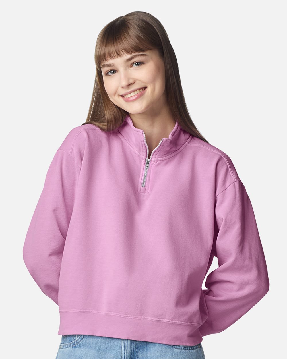 Women's Garment-Dyed Mid-Length Quarter-Zip Sweatshirt - 1580L 6