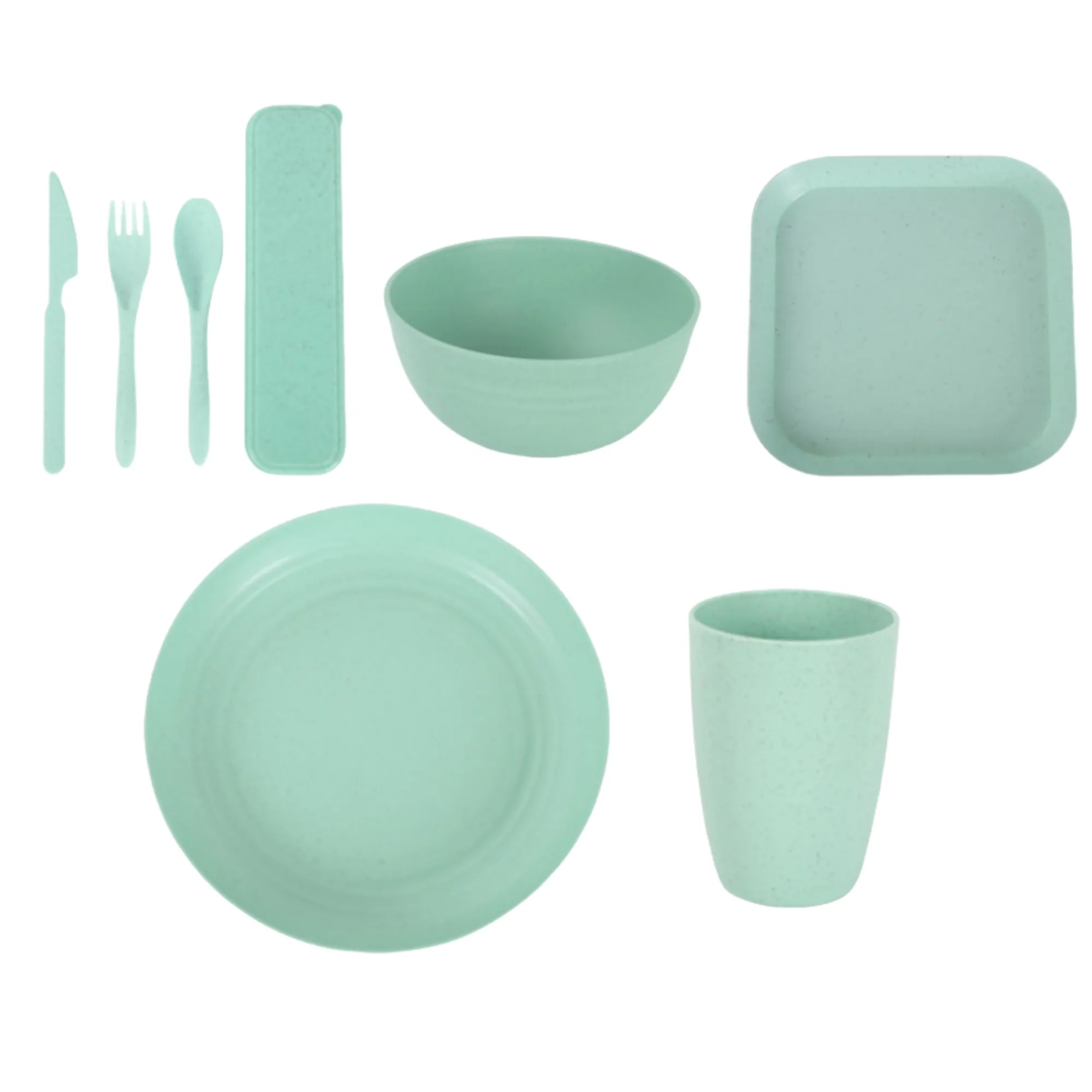 8 Piece Reusable Wheat Straw Cutlery Set 2