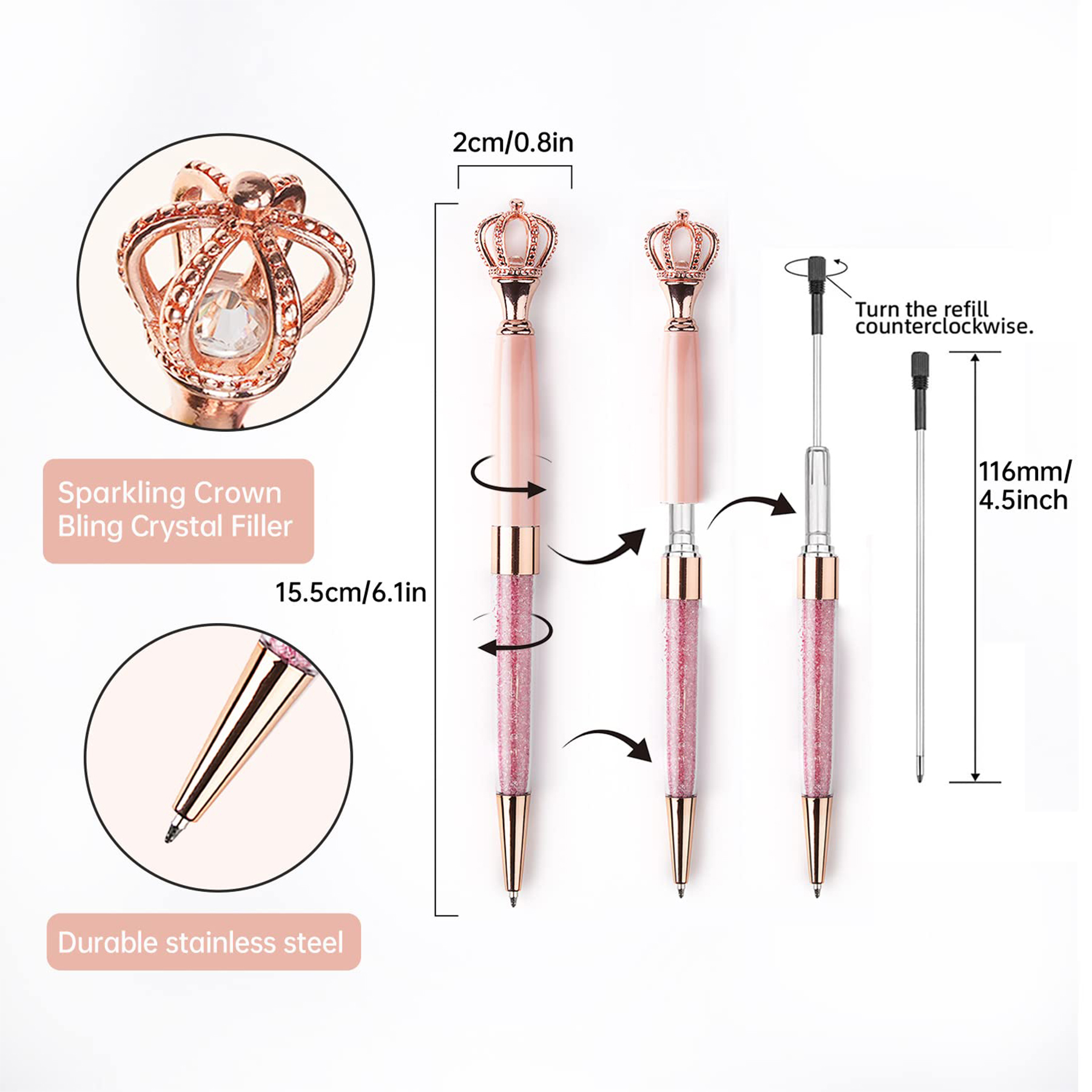 Crown Crystal Metal Pen 2