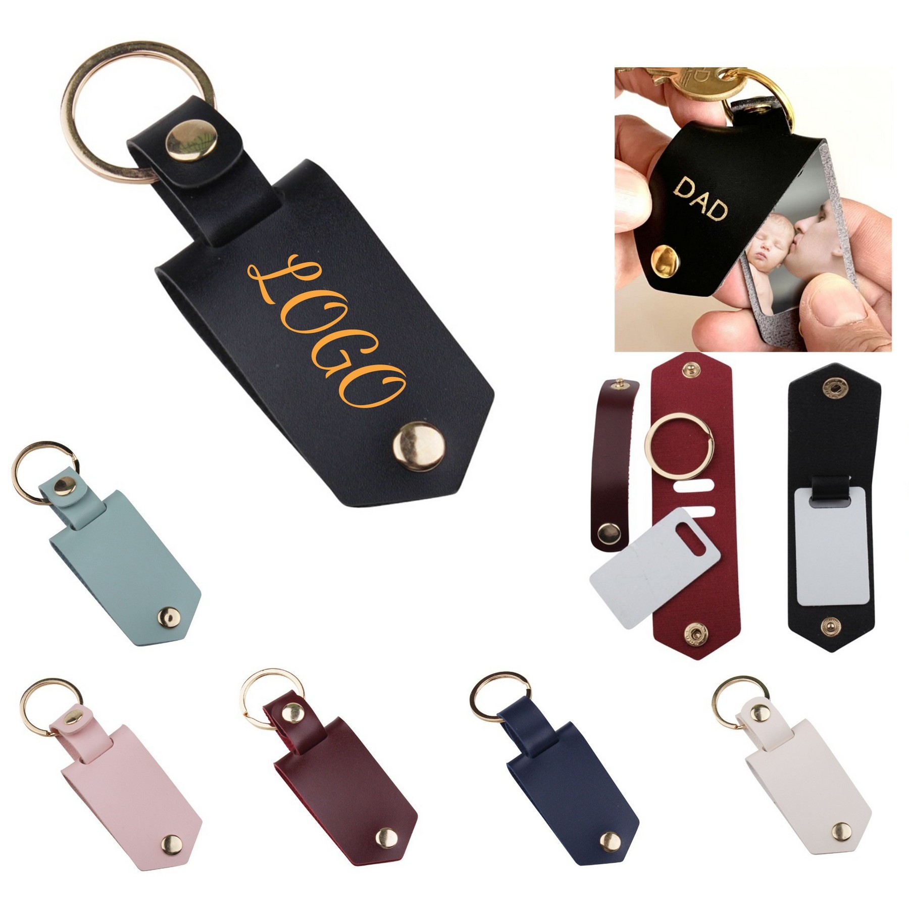 PU Leather Photo Frame Keychain