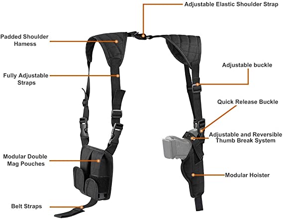 Nylon Cross Harness Vertical Concealed Carry Shoulder Holster 3