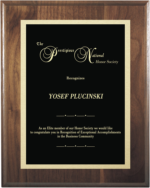 Double Plate Lasered Plaque-Walnut