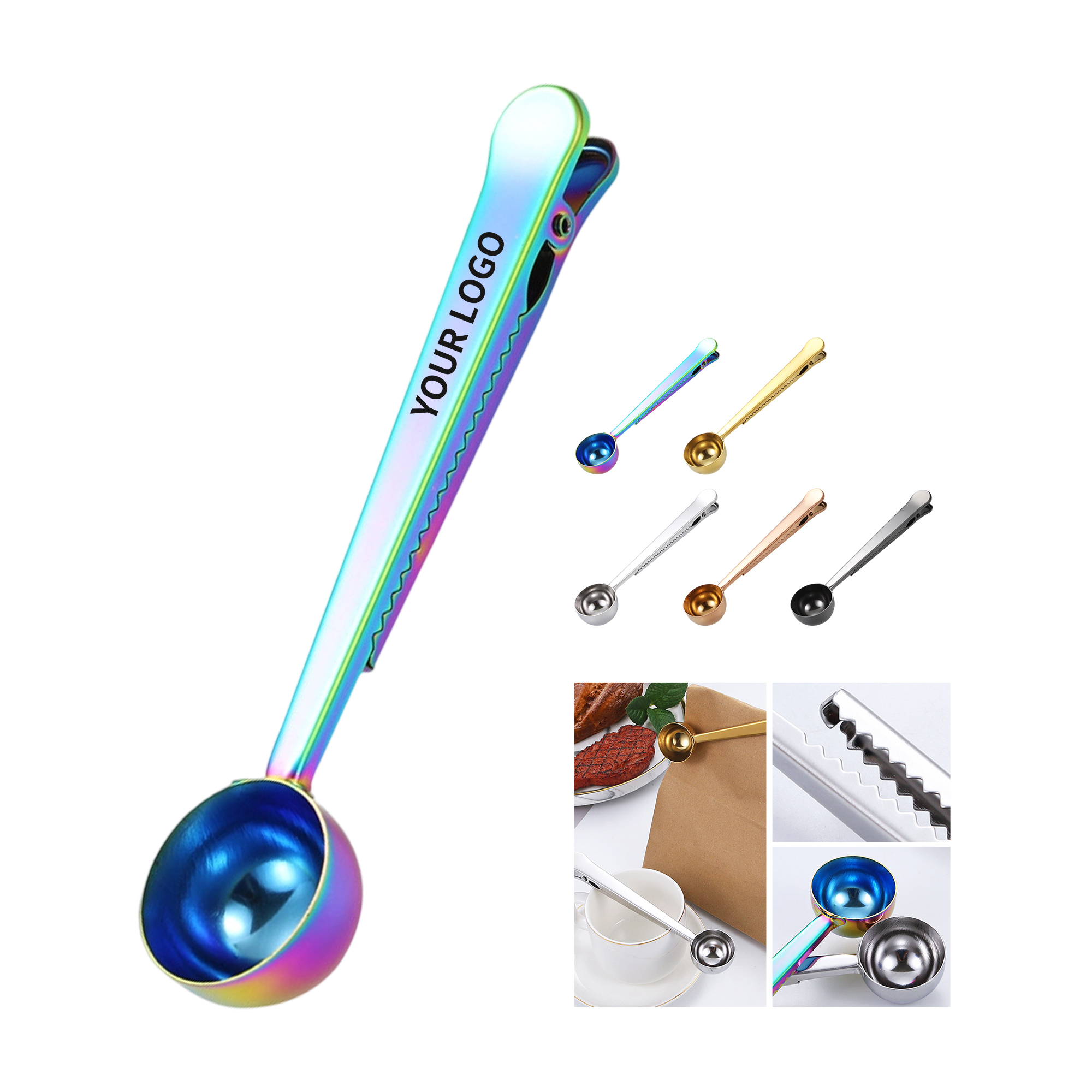 Stainless Steel Measuring Coffee Scoop With Food Bag Sealing Clip 4