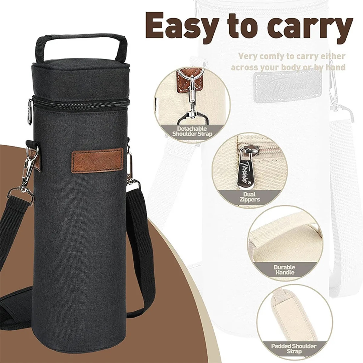 Single Bottle Insulated Wine Travel Tote Carrier Bag 4