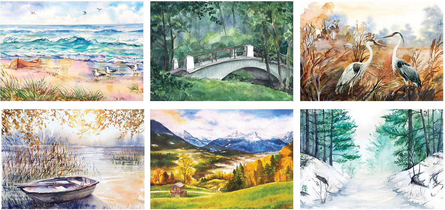 WATER COLOR SPIRAL WALL CALENDAR 18