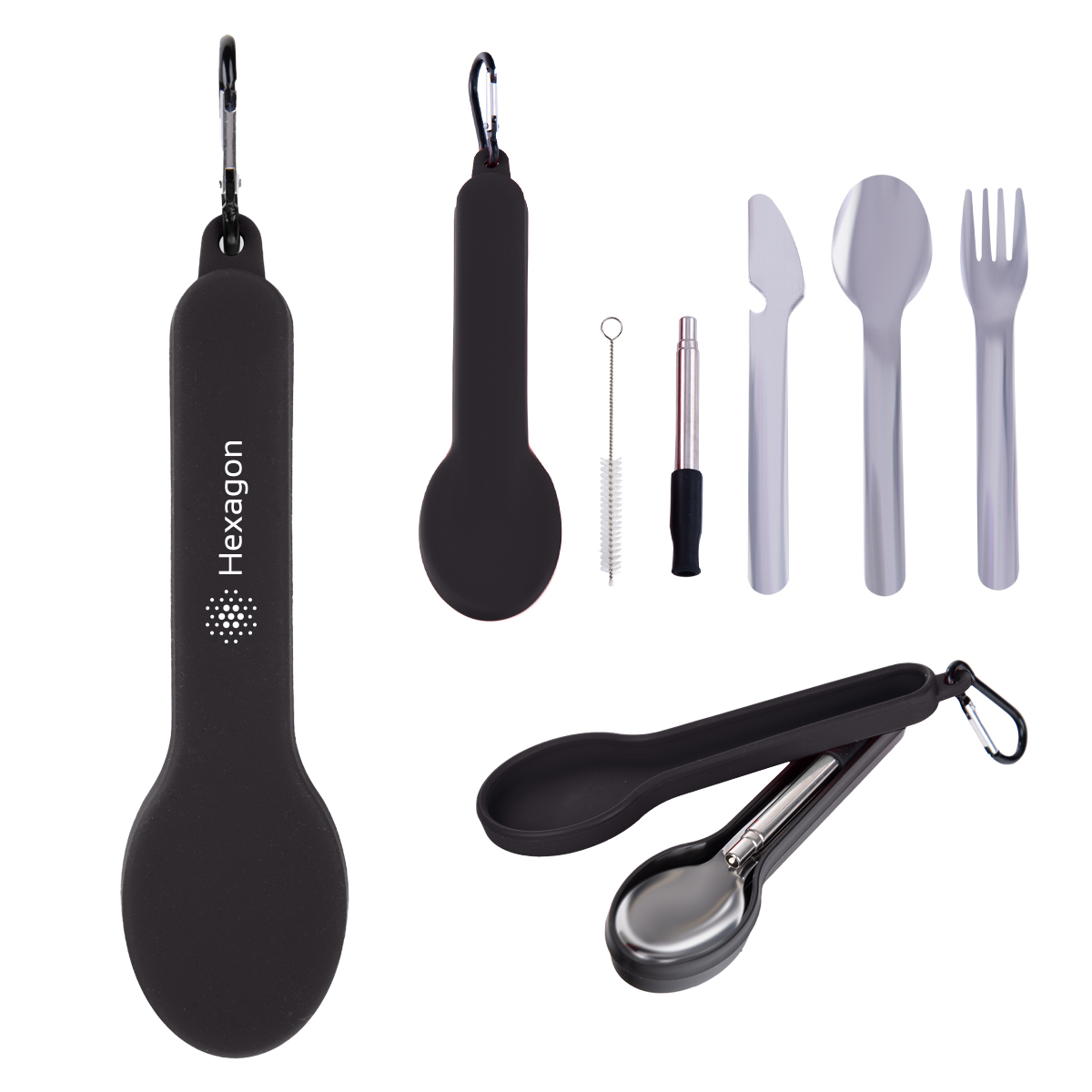 Travel Utensil Set With Silicone Holder 10