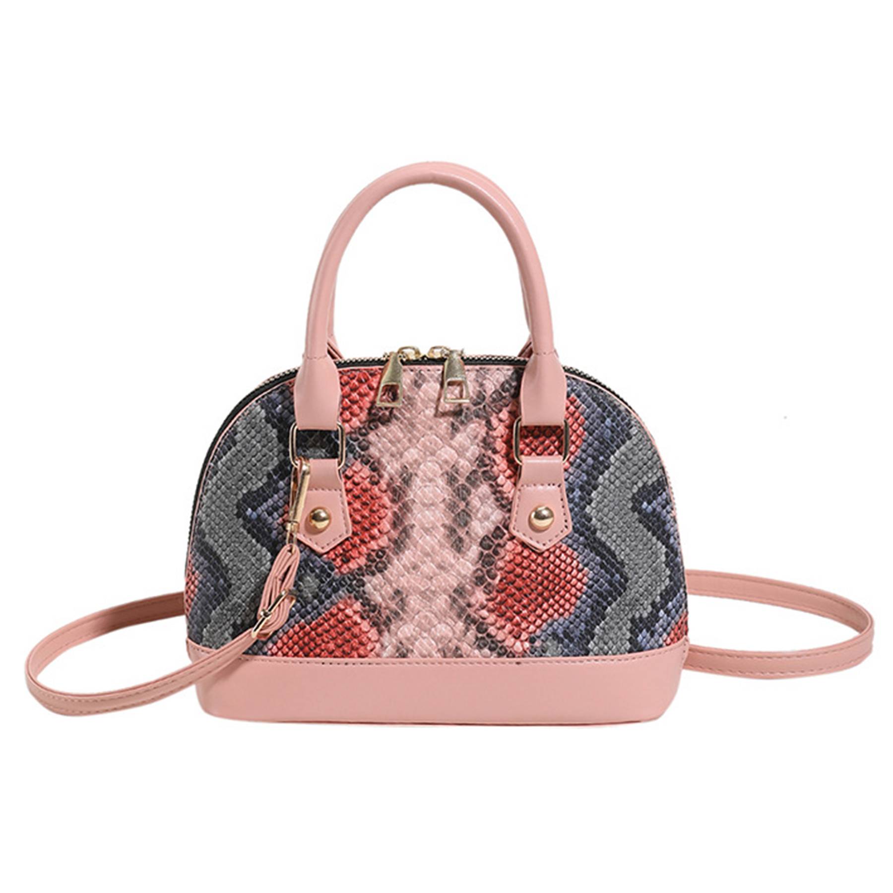 PU Contrasting snakeskin one-shoulder cross-body bag 5