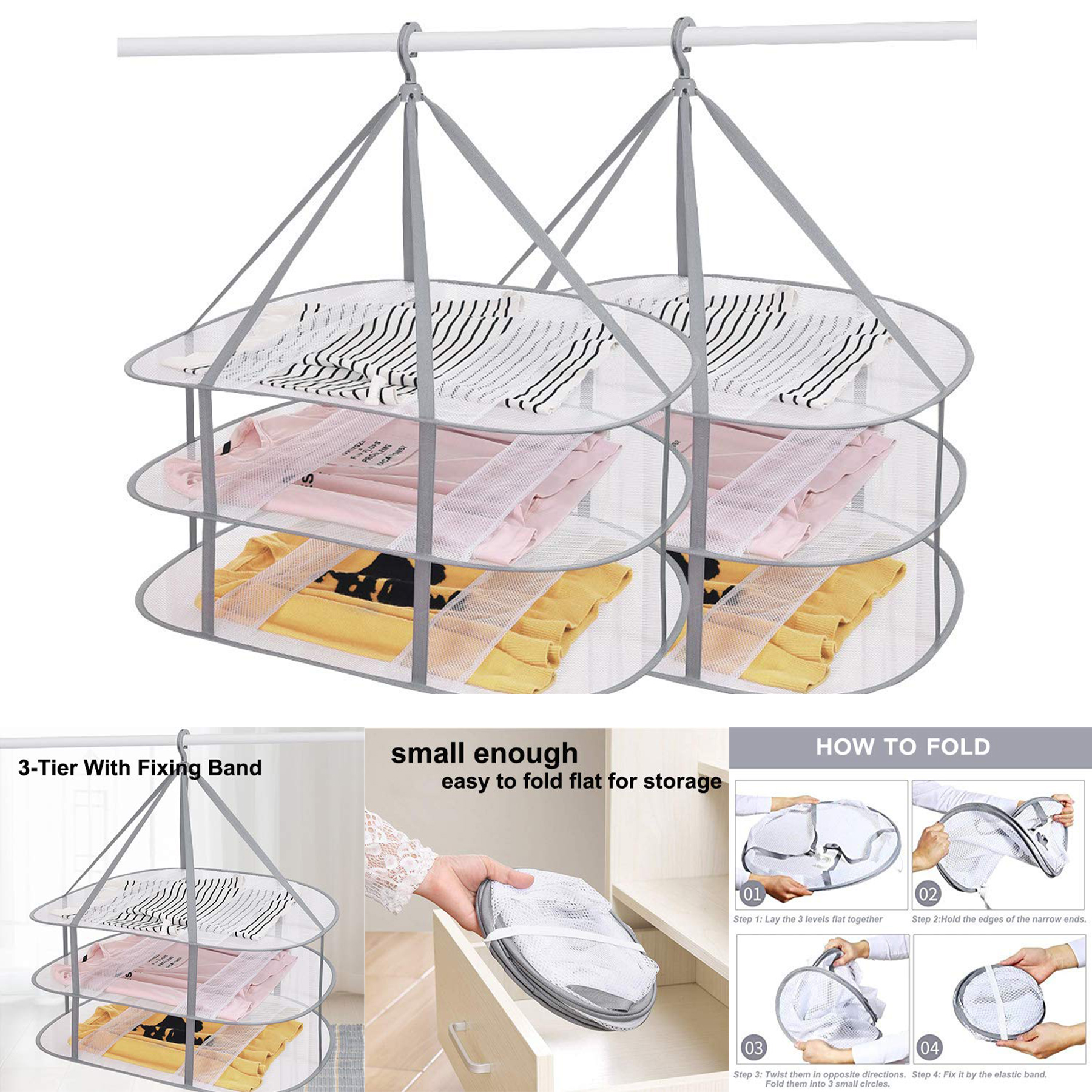 3-Tier Folding Clothes Drying Rack