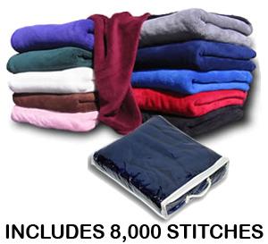 Micro Plush Coral Fleece Blanket - Embroidered 2