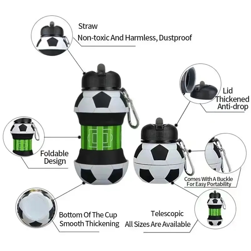 Clip-On Collapsible Silicone Sport ball Water Bottle 3