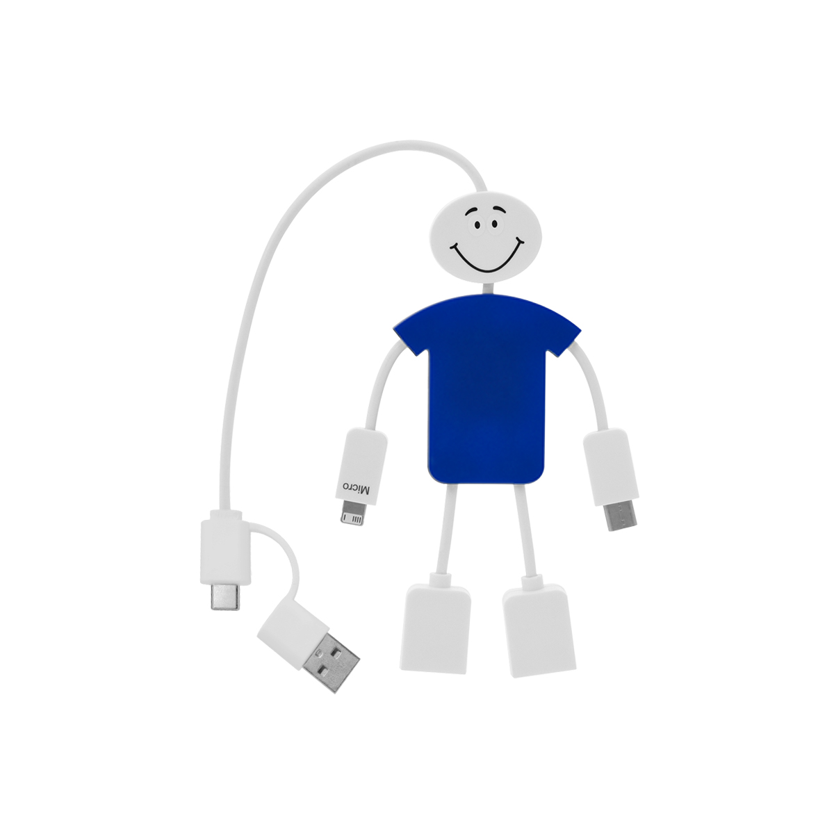 Techmate 3-In-1 Charging Cable & USB Hub 2.0 3