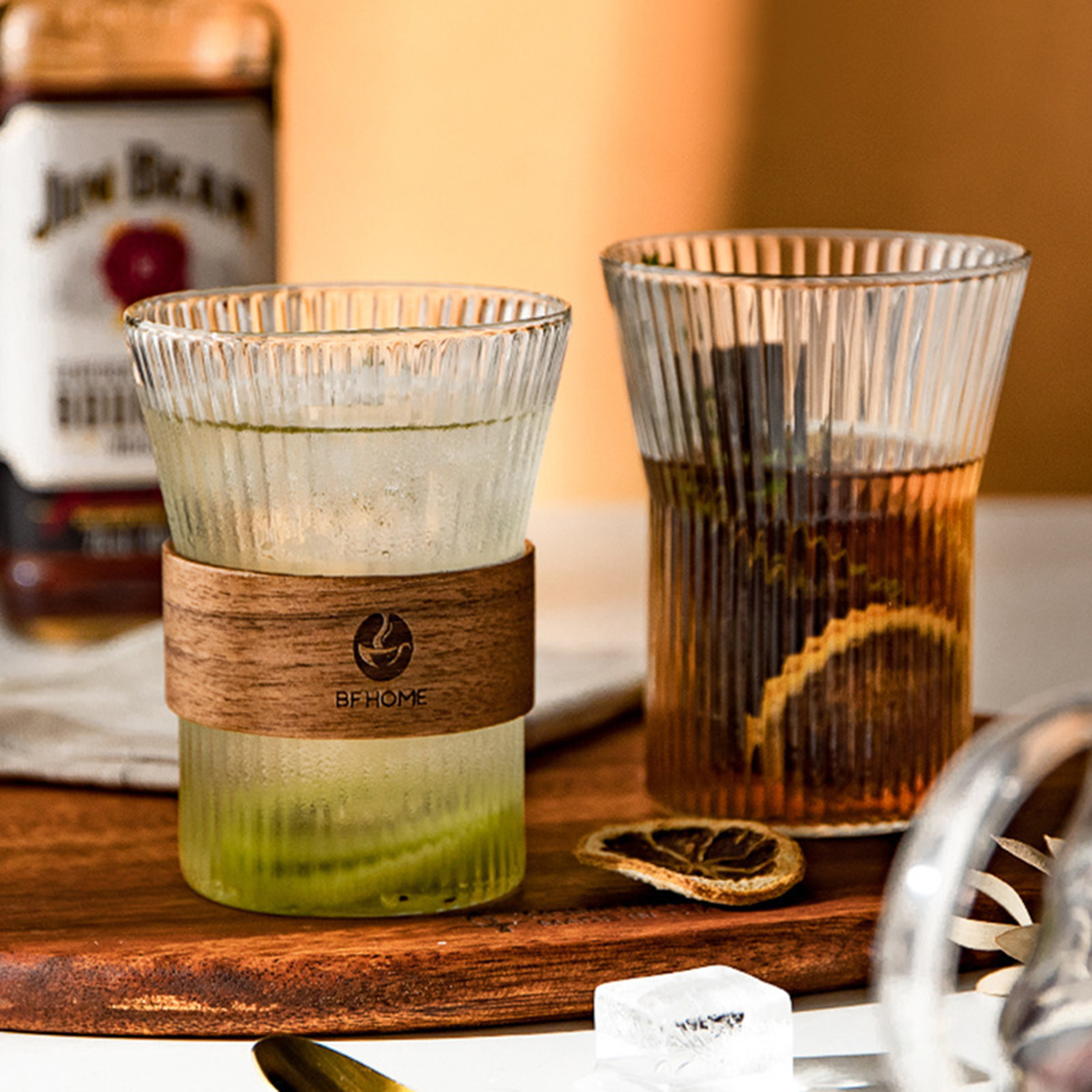 Wooden Heat Resistant Band Drinking Glasses 2