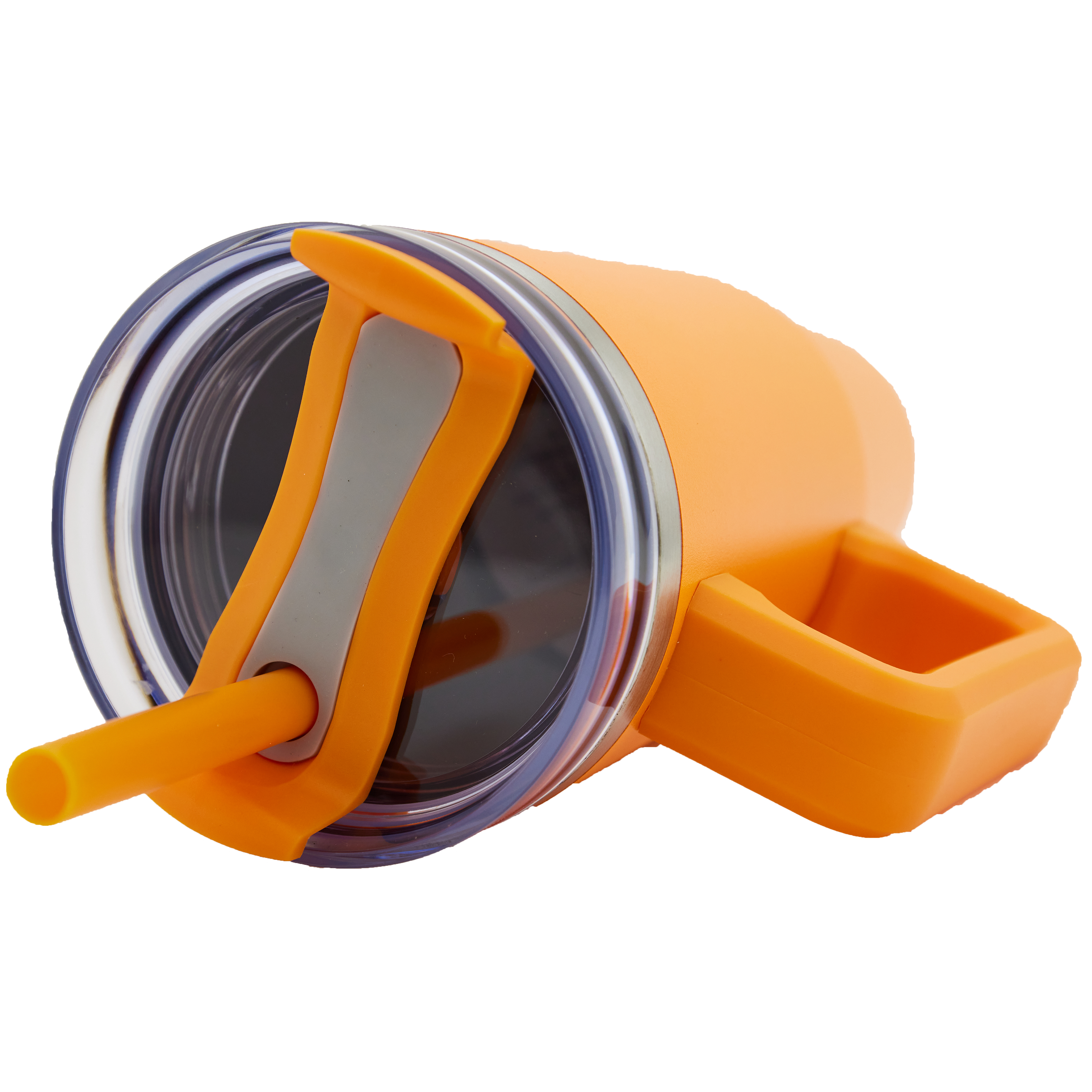 Newport 30 Oz. Double wall Stainless Steel Vacuum Insulated Tumbler w/Handle and Straw (Orange) 3
