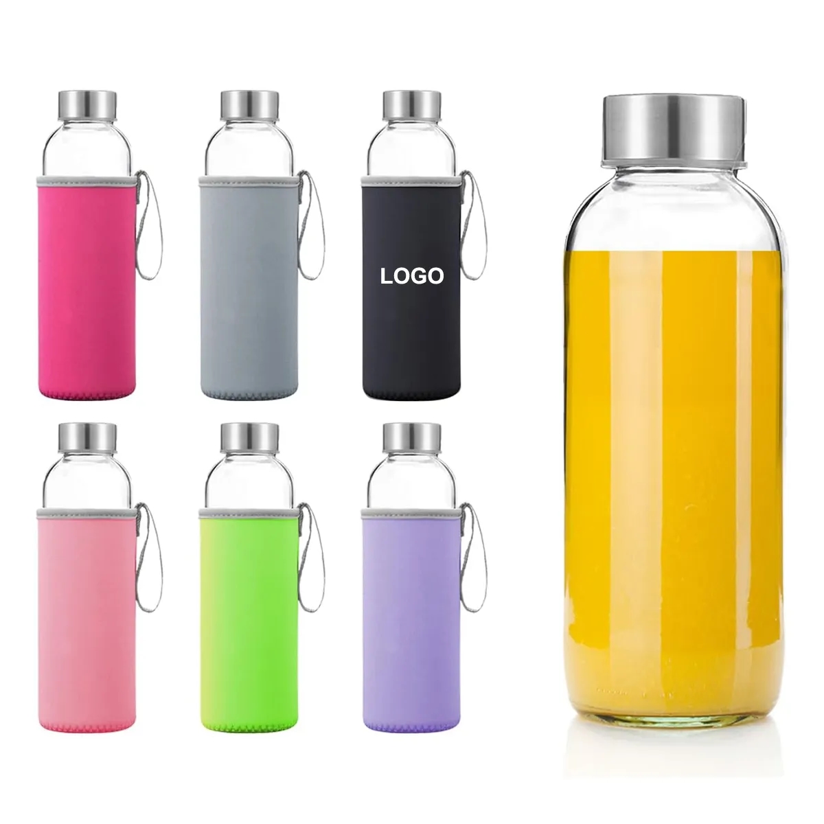 18oz Glass Water Bottle with Sleeve 2