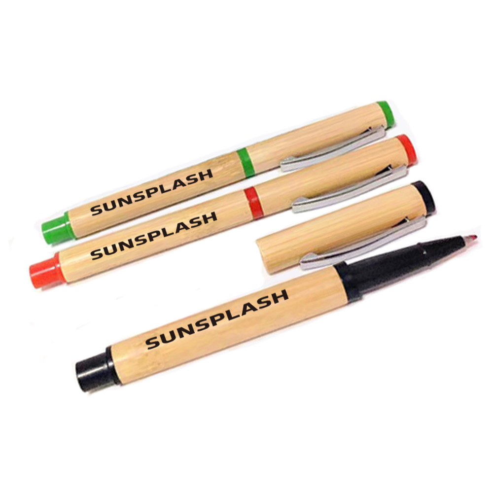 Eco-friendly Multicolor Bamboo Ballpoint Pen with Cap 1