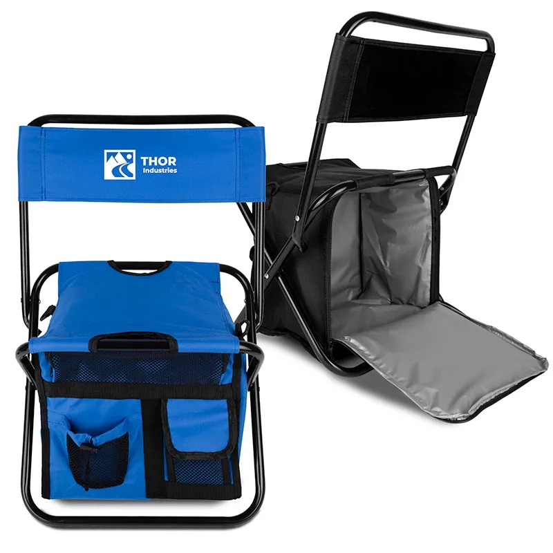 Folding Chair with 24 Can Cooler Bag & Pockets