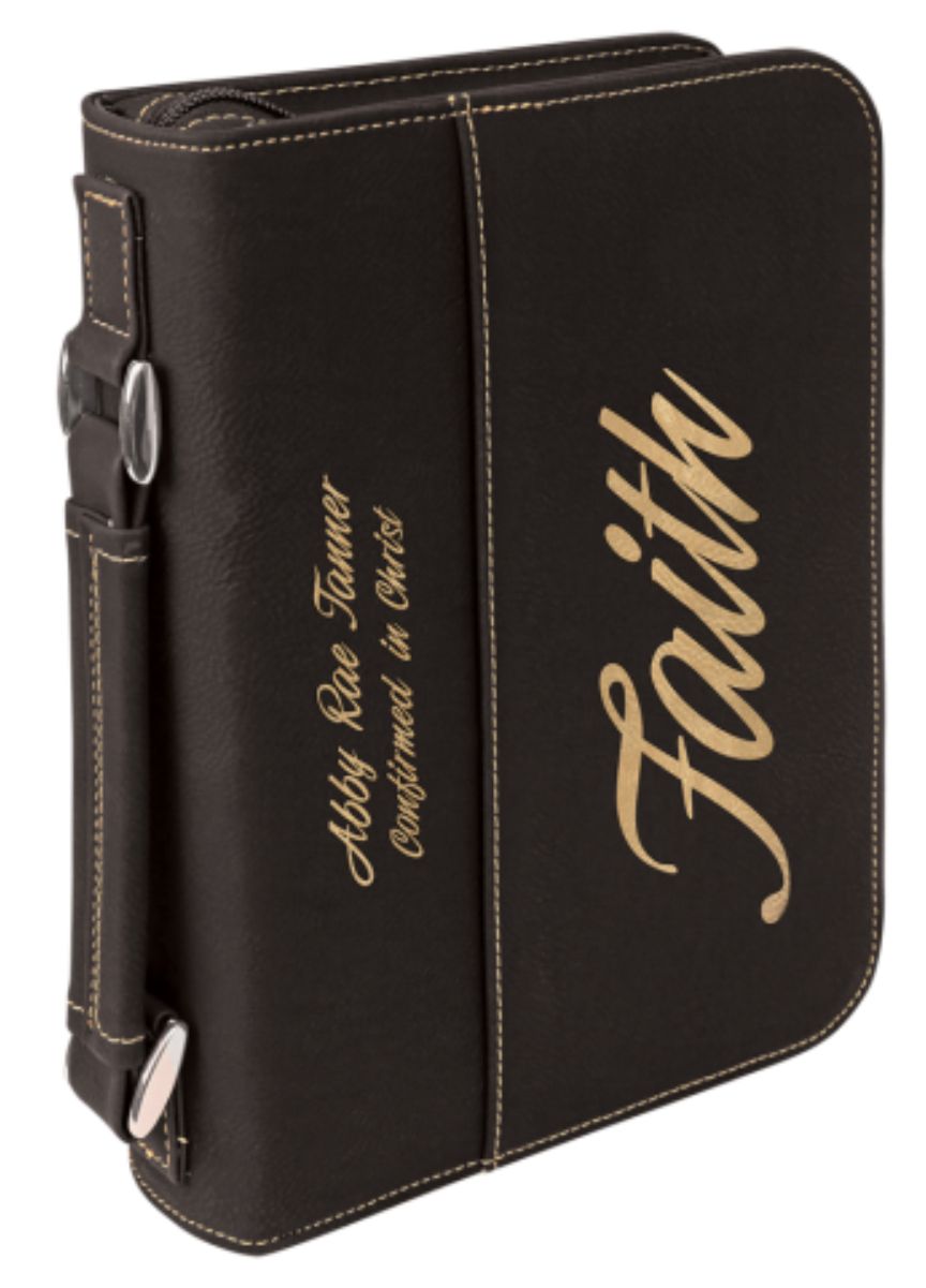 Custom Laser Engraved Black Leatherette Book Cover 1