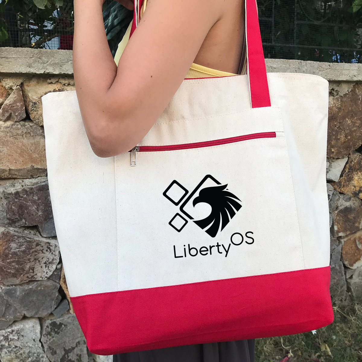 DailyMate Heavy Canvas Zipper Tote Bag with Color Handles, custom tote bag with logo imprint 18