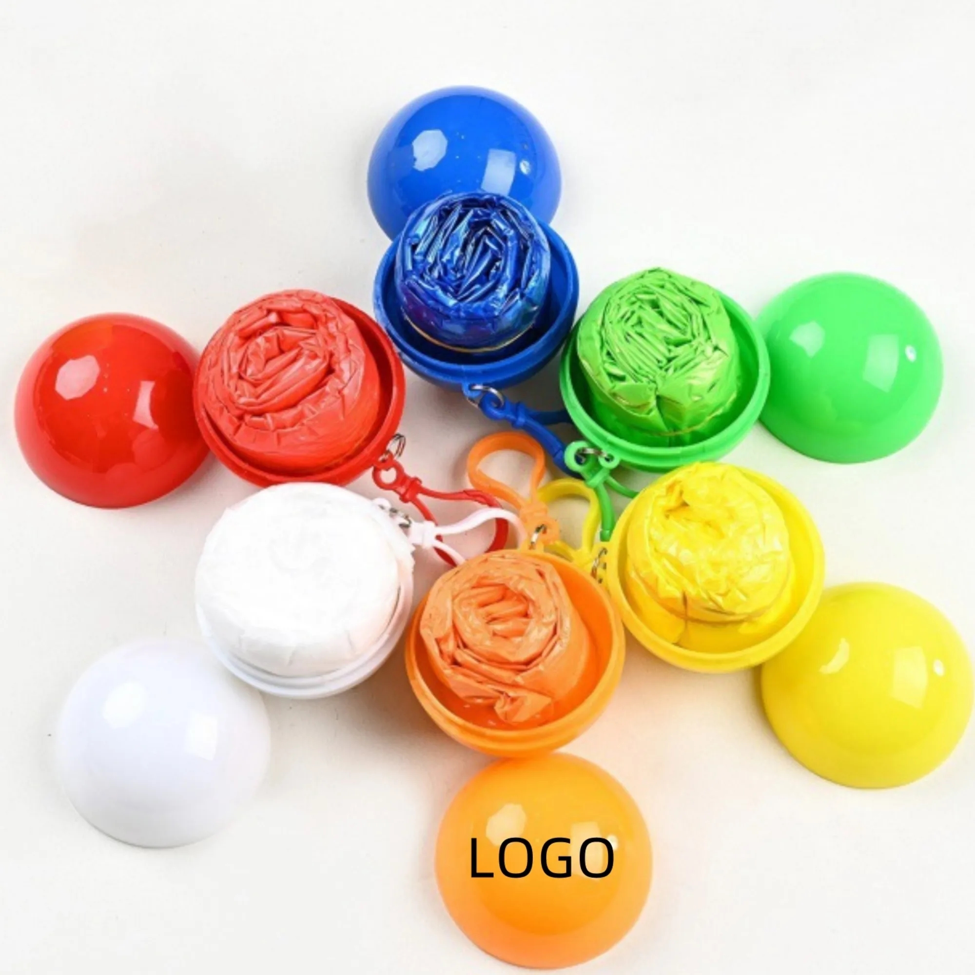 Portable Disposable Emergency Raincoats With Ball Key Chain 2