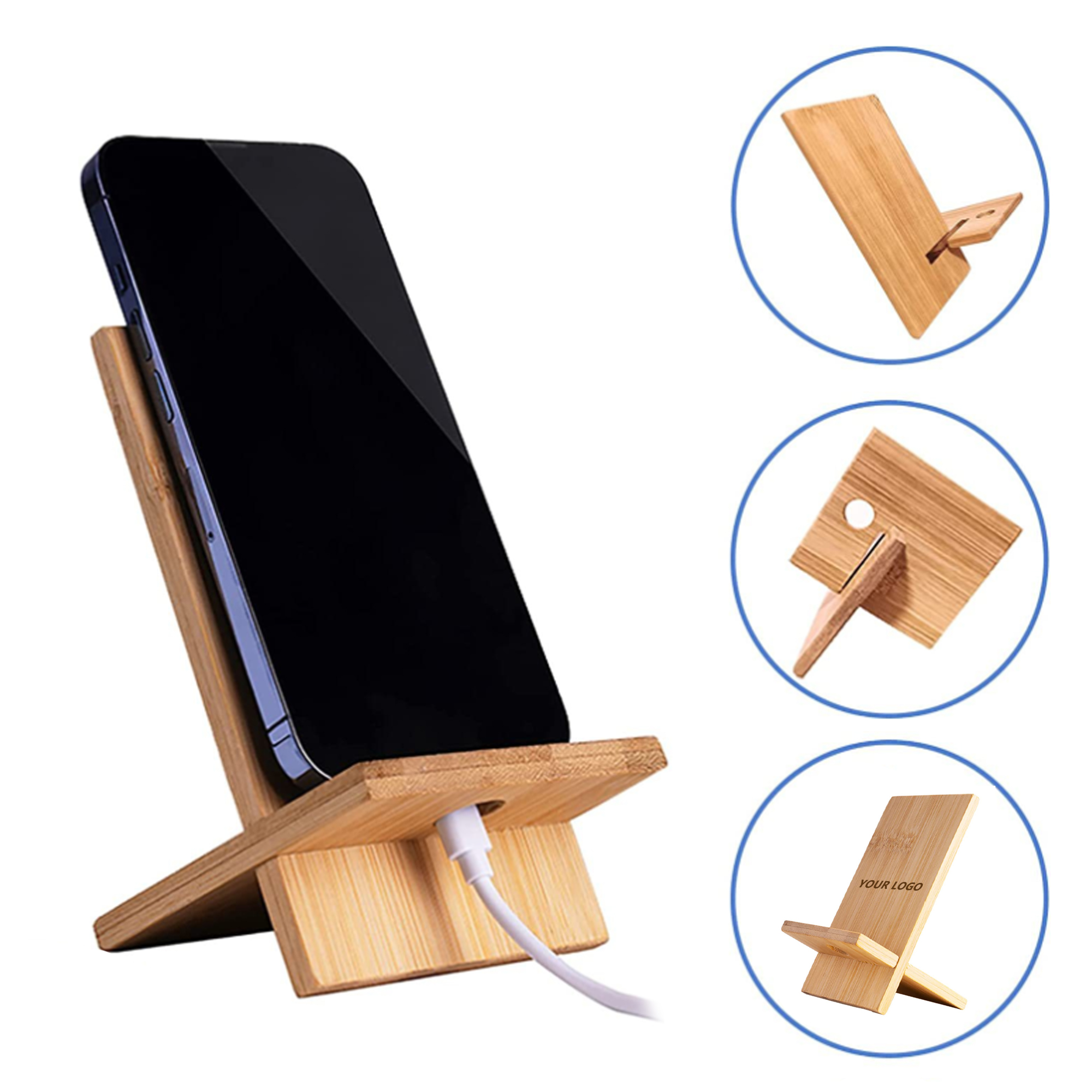 MOQ 50 Bamboo Phone Stand 2