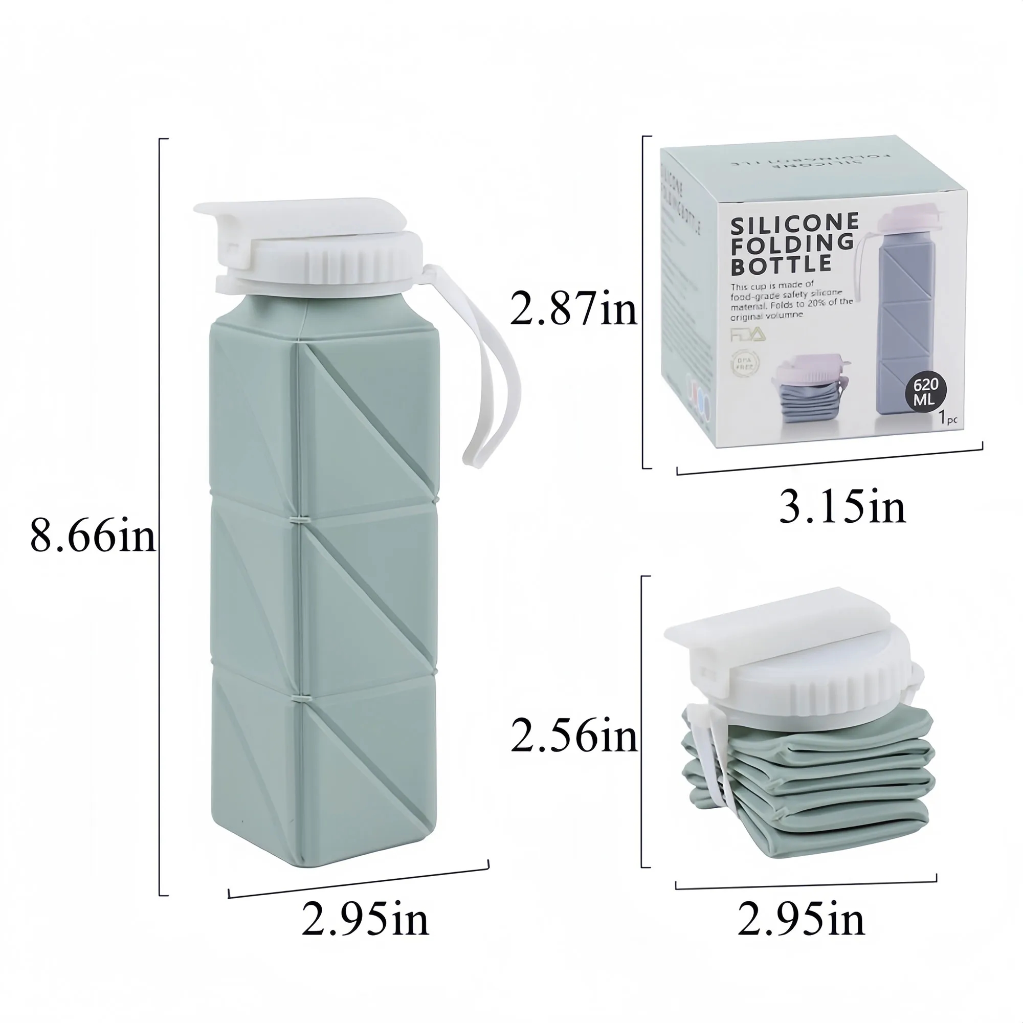 Premium Collapsible Silicone Water Bottle For Outdoor Sports 2