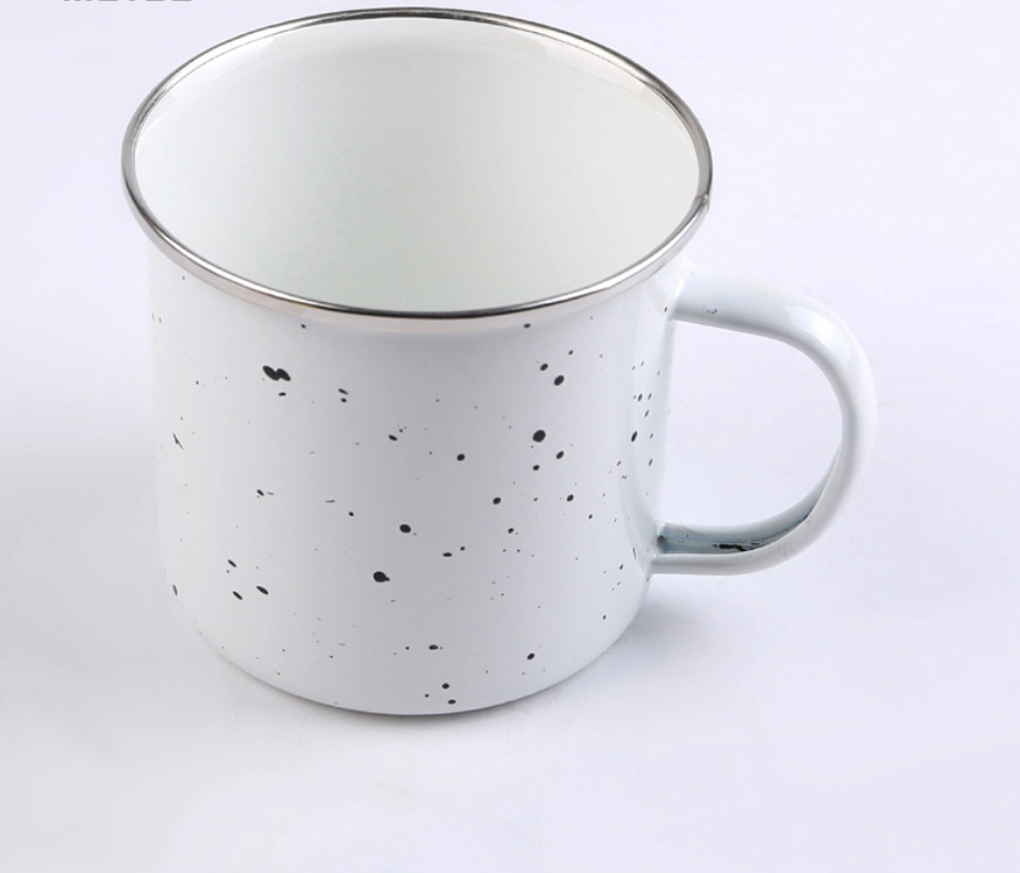 Custom 12oz.Speckled Enameled Cup w/ Polished Stainless Stee 1
