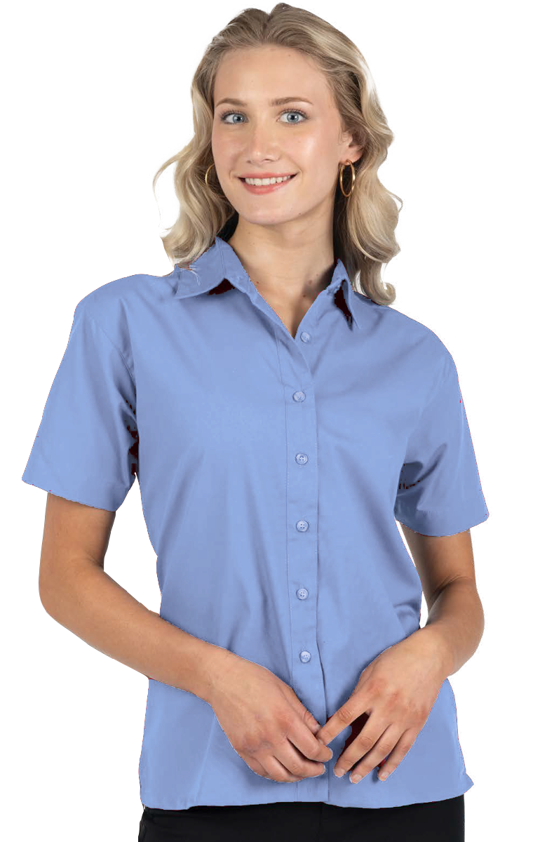 Ladies Short-Sleeve Superblend Poplin Shirt with Matching Buttons 20