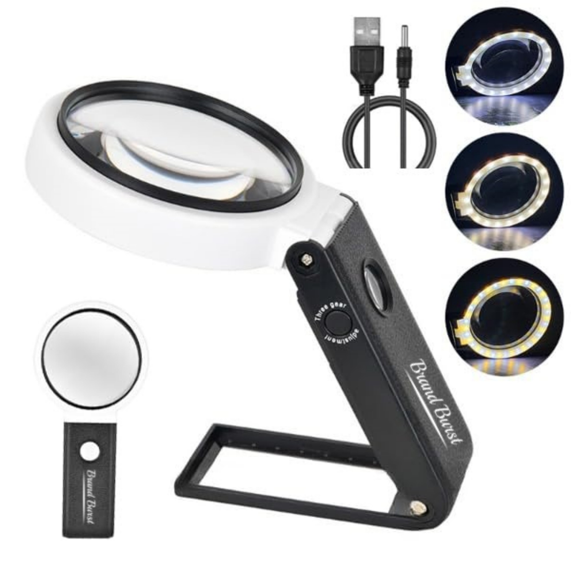 10X 25X Magnifying Glasses With Light And Stand