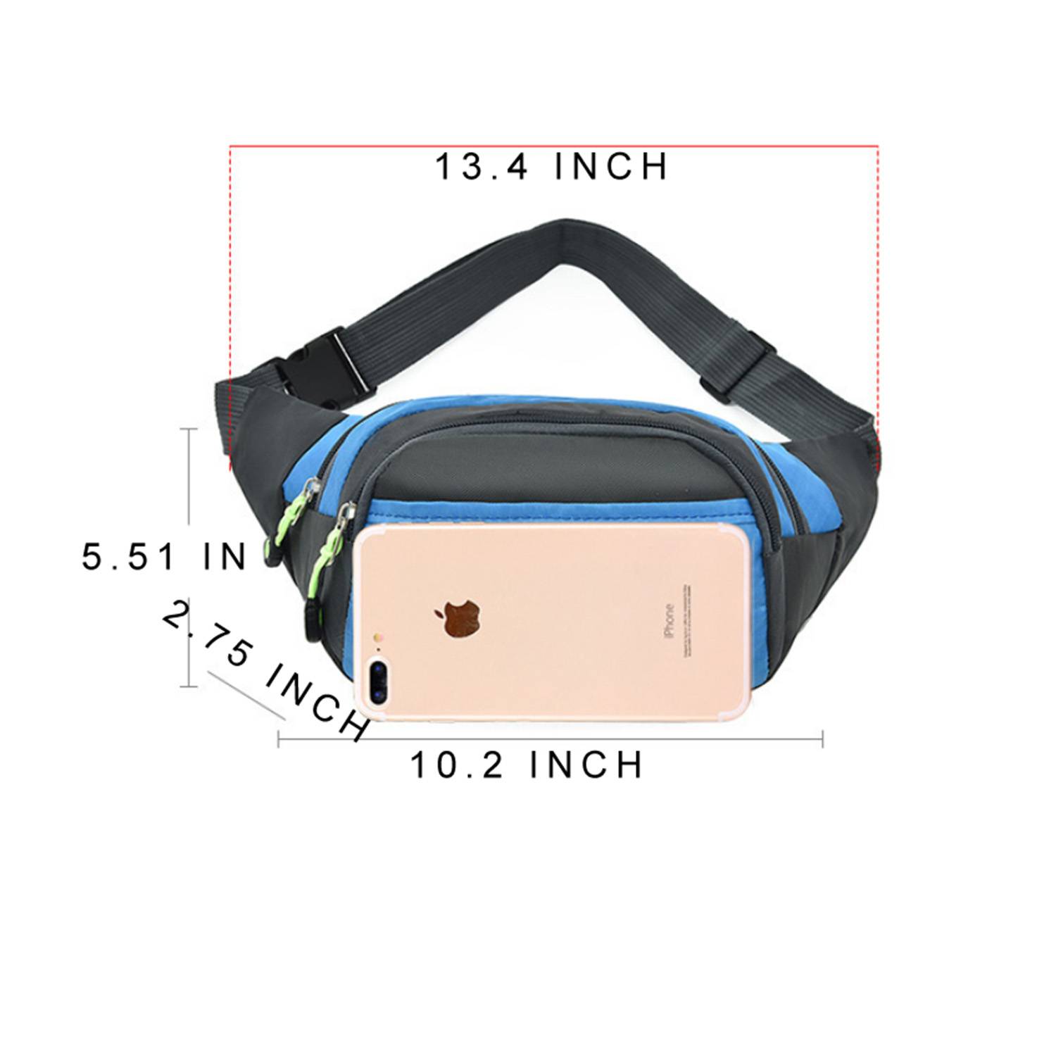Nylon Fanny Pack with 3 Zipper Pockets 6