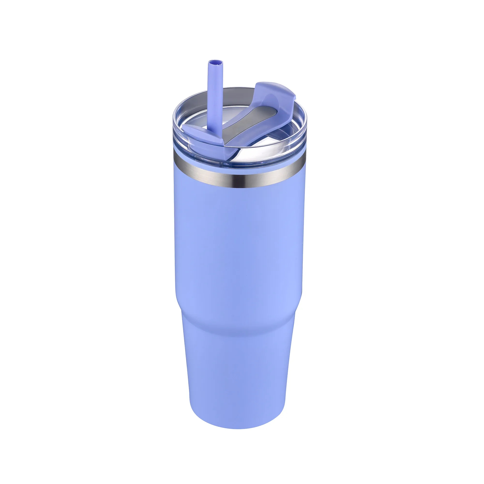 30oz. Dual Wall Stainless Steel & PP Tumbler with Clear Lid 17