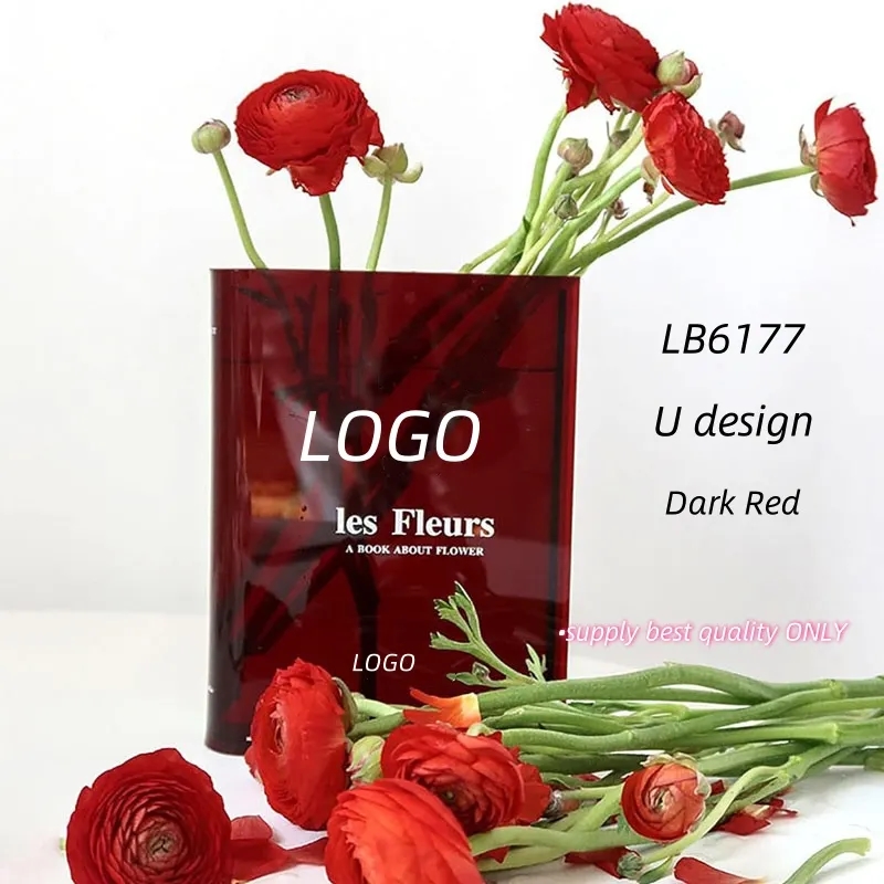 Acrylic Book Vase for Flowers Bookshelf Decor 6