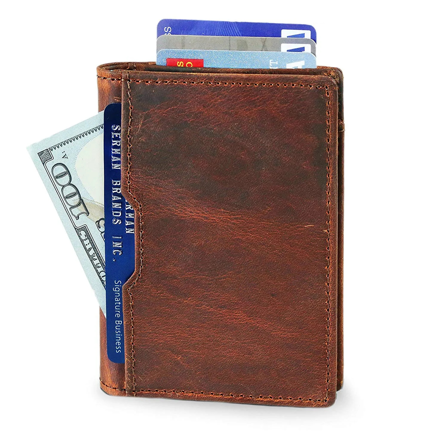 Front Pocket Minimalist Leather Slim Wallet RFID Blocking 3