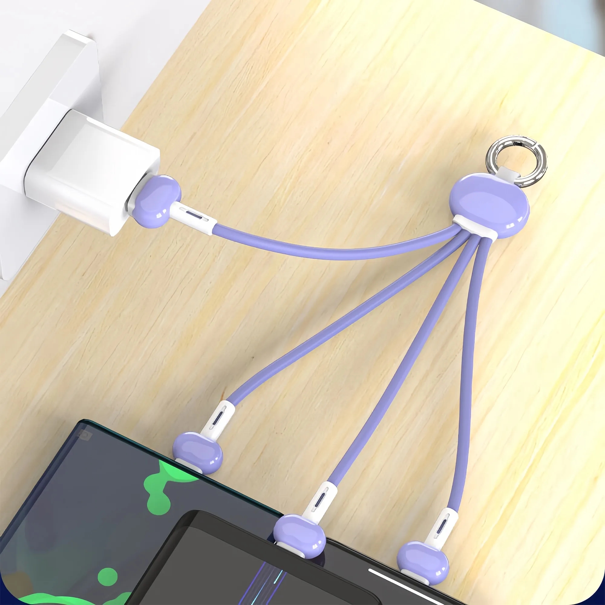 Three-in-one Fast-charging Keychain Data Cable 2