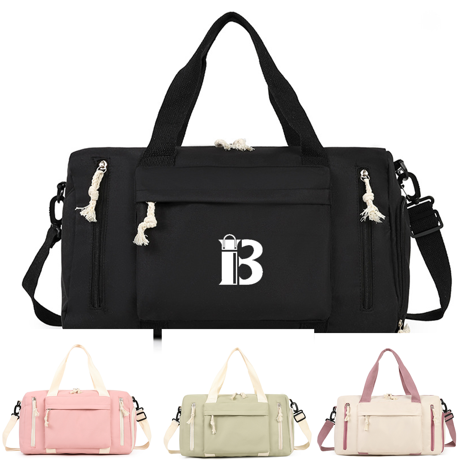 Crossbody Polyester Duffel Bag w/ Shoe Compartment 2