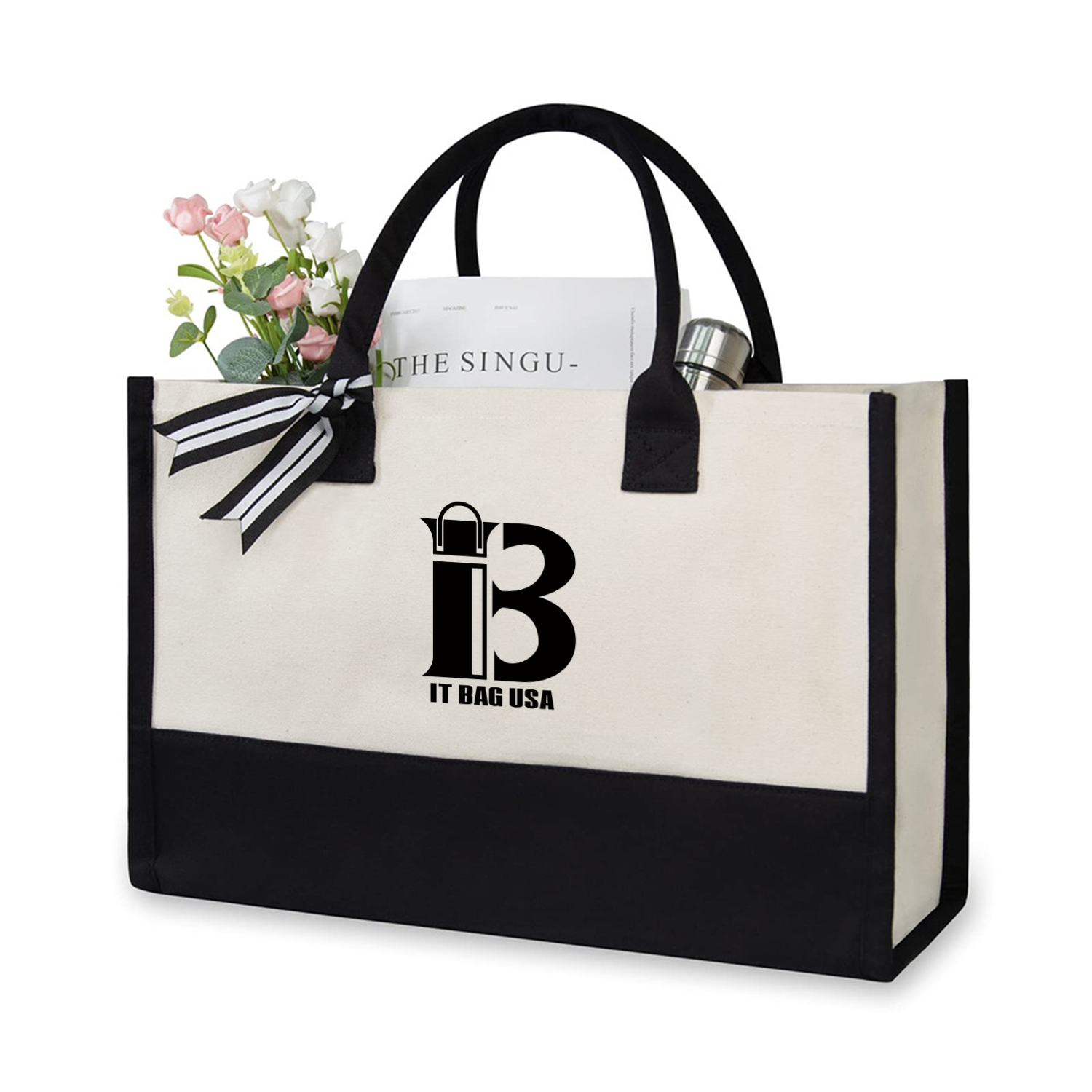 Personalized Canvas Beach Bag, custom tote bag with logo imprint 2
