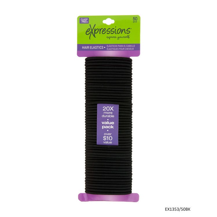 Basic Hair Elastics - Black 50 Pieces 1