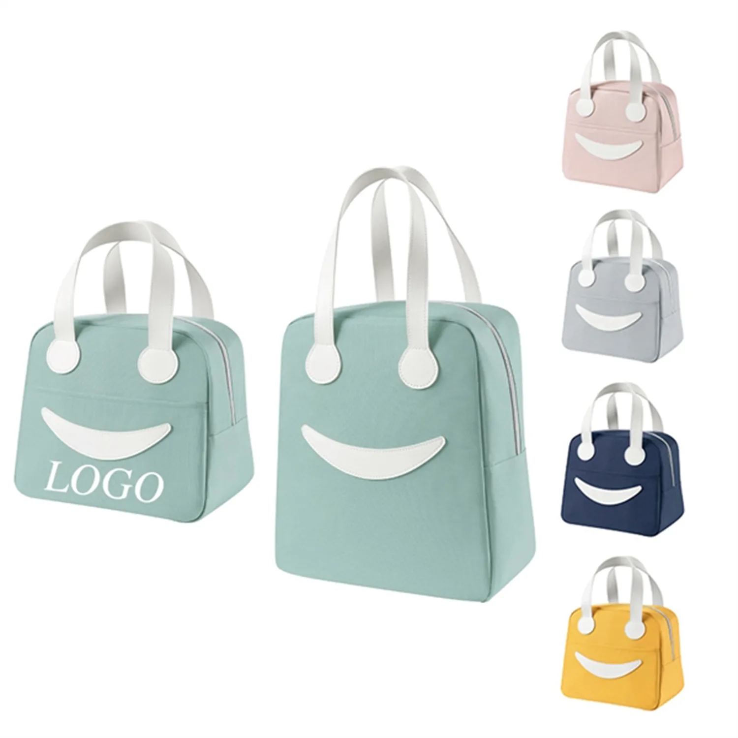 Smile Face Insulated Lunch Bento Box Shopping Bag 4