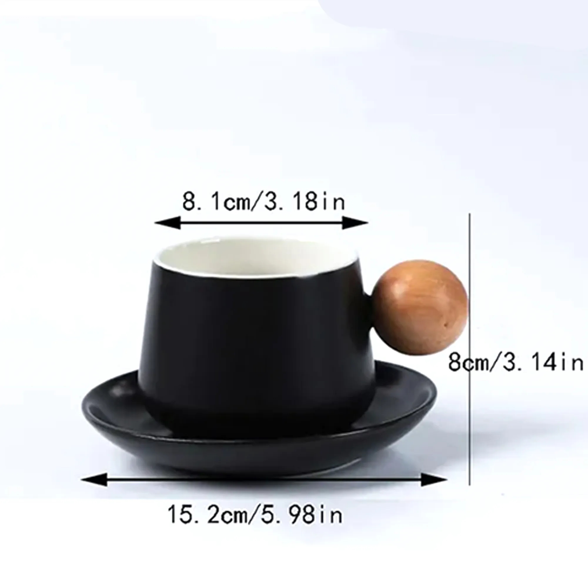Ceramic Coffee Cup Set With Wooden Handle 3