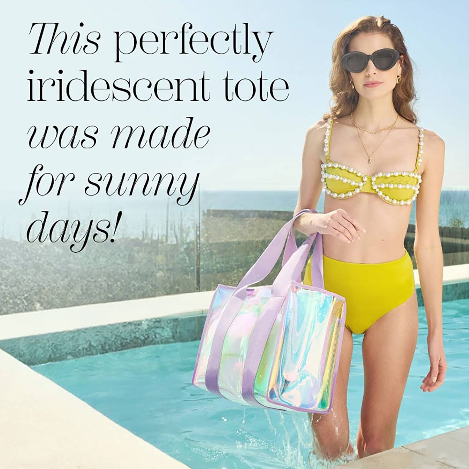 PVC Waterproof Beach Tote Bag w/ Phone Pouch 6