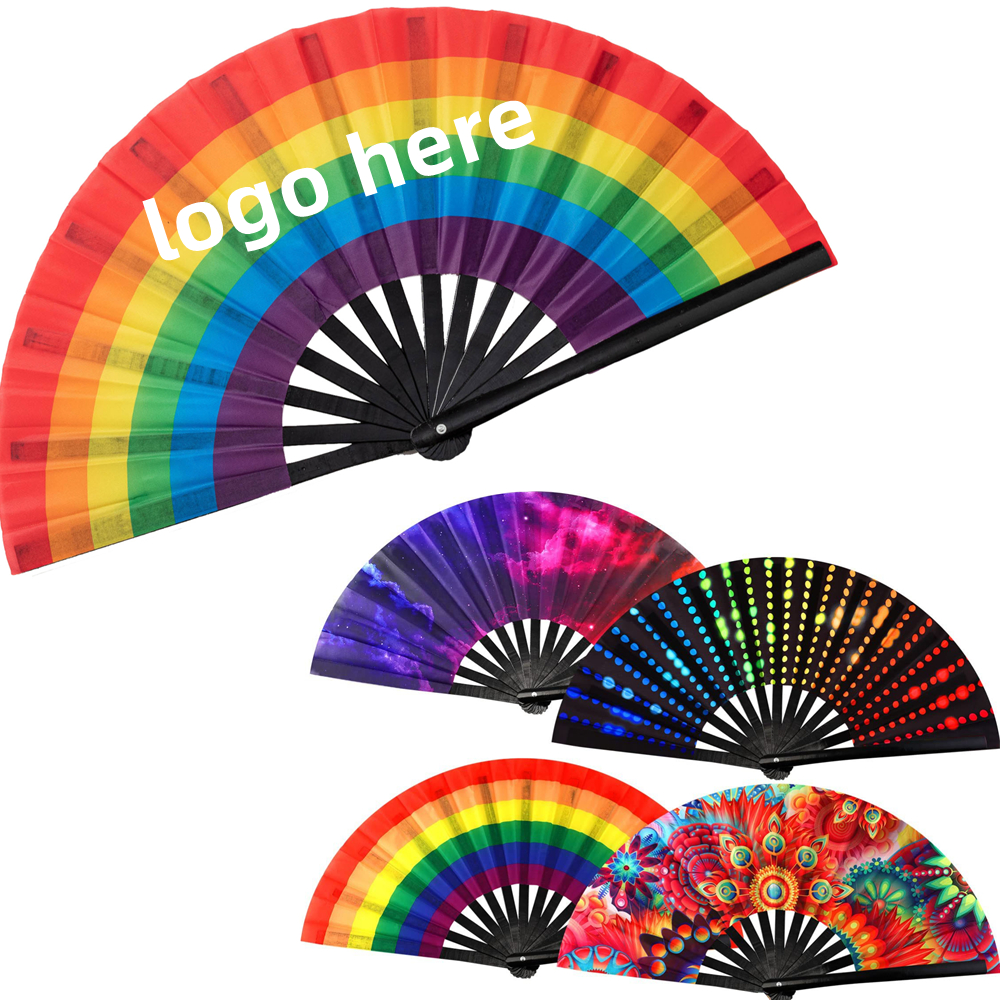 Large Rainbow Folding Hand Fan 3