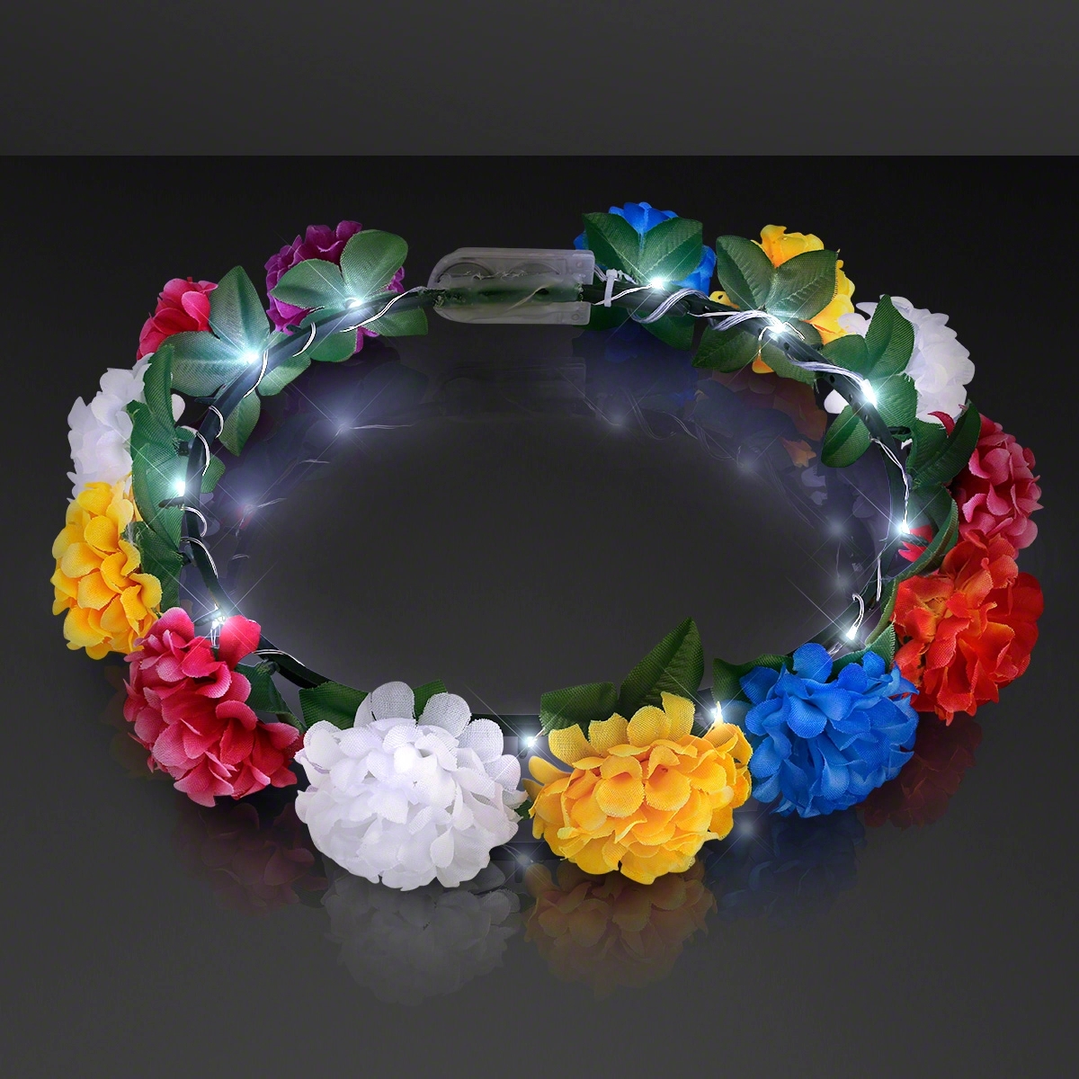 Rainbow Flower Crowns with White Lights 2