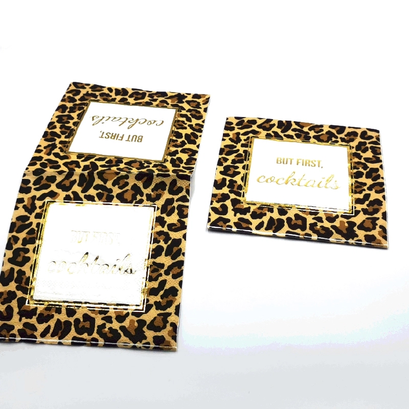 Custom Gold Foil Cheetah Print Paper Napkins 4